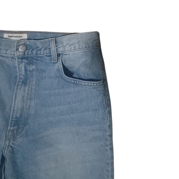 Reformation Women Zoe High Rise Loose Jean Wash Montauk Distressed Raw Jeans 29 - Picture 3 of 9